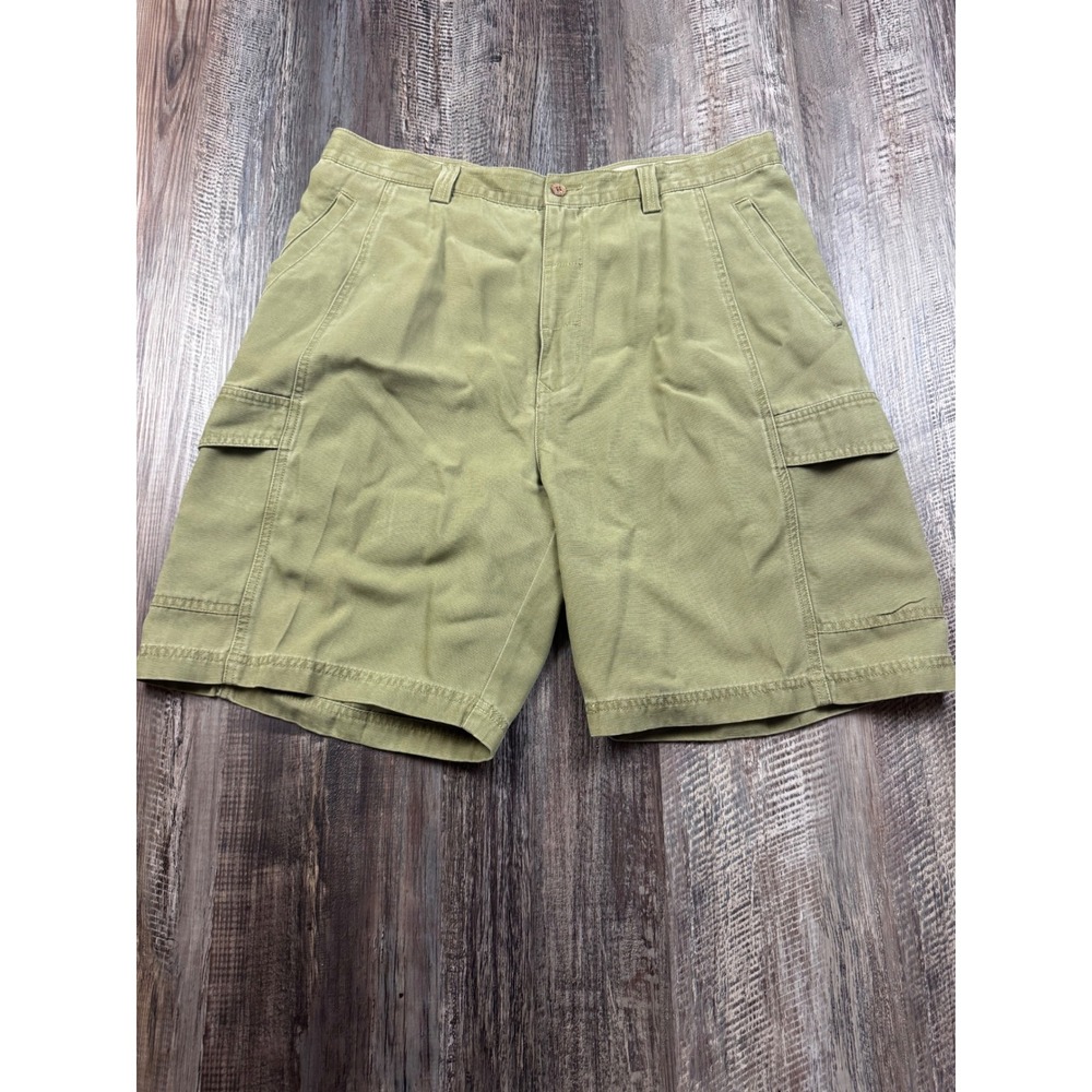 Tommy Bahama Mens Olive Green Tencel Cotton Cargo Shorts Size 38 Utility Relax